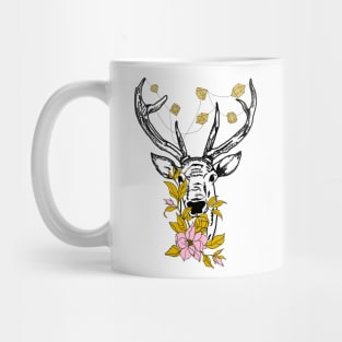 Deer with crystals and flowers Mug